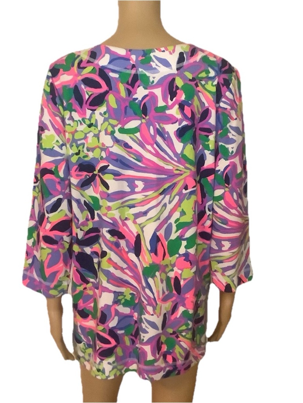 Lilly Pulitzer Floral Split-Neck Tunic Top - Multicolor size L nwt - Picture 5 of 13